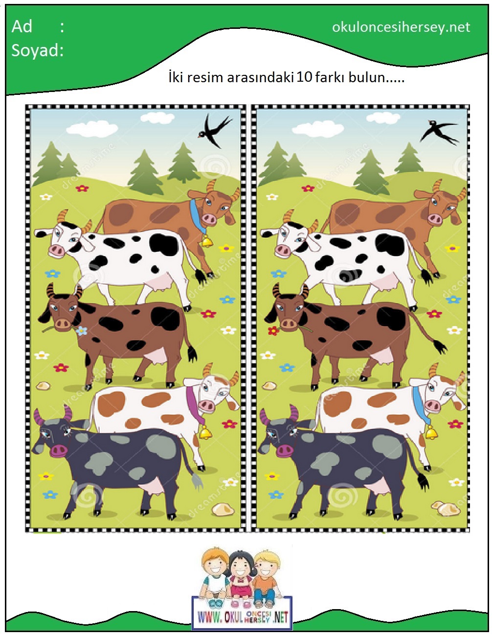 okul öncesi İki Resim Arasındaki Farkı Bul